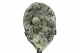Sparkling Druzy Quartz Geode Section With Metal Stand - Uruguay #233936-1